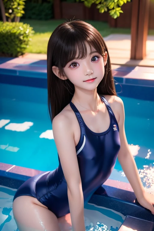 (( )、一人の  girl、(Beauty、繊細な  girl:1.3)、(:1.3)、break、(  NAVY SCHOOL SWIMSUIT  :1.3)、break、  very detailed明瞭さ、(  symmetrical eyes:1.3)、break、(  school pool  、Outdoor:1.3)、break、  small breasts、  Brown Eyes  、  twin tails、  brown hair、  girl、break、(  eye and face detail :1.0)、break、(  masterpieces about penises  、 top quality、  very detailed、  detailed face  、8k)