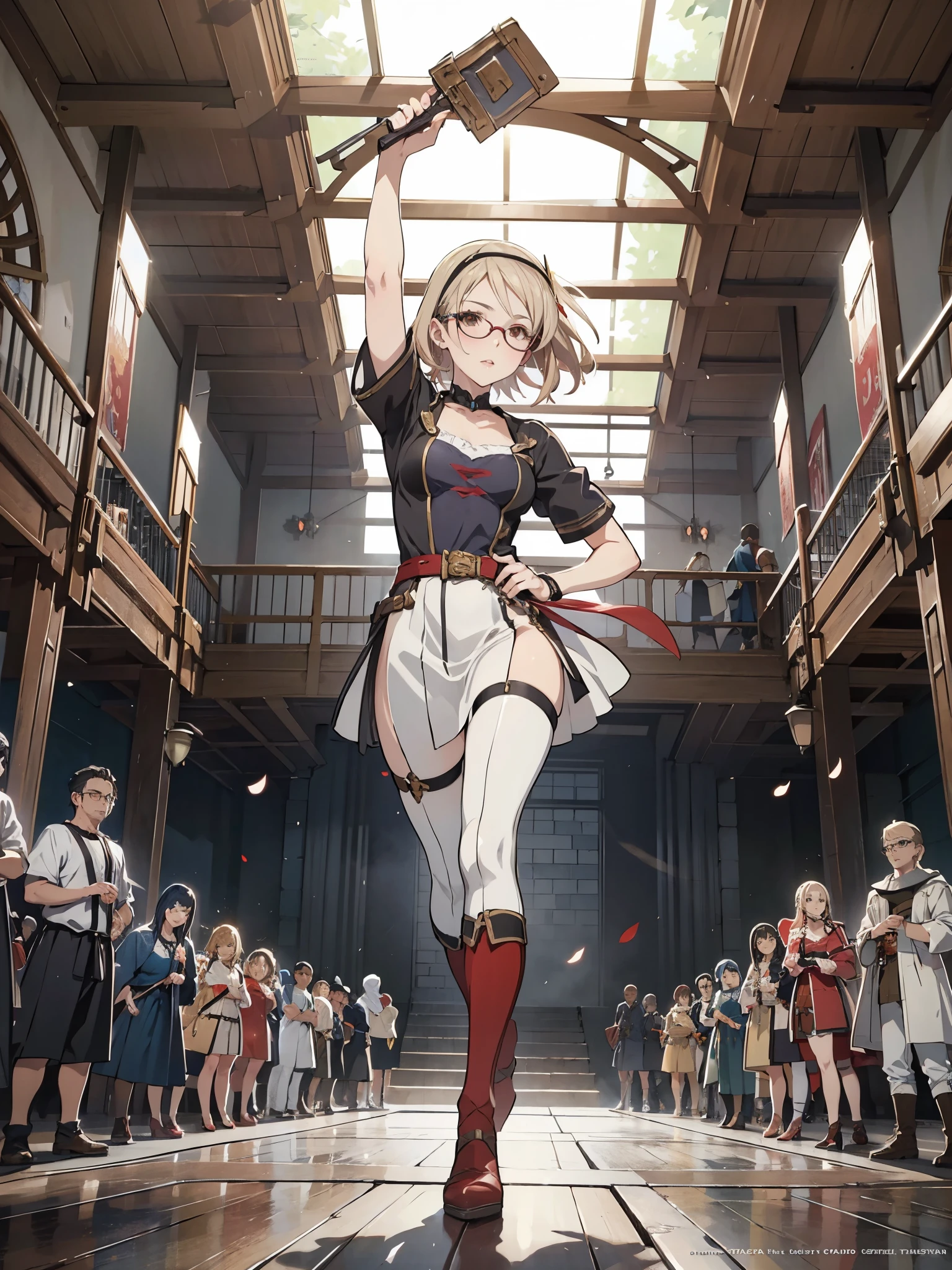 anime - style illustration of a woman, fantasy RPG video game character, official character art, trending on cgstation, e-girl, cushart krenz key art feminine, full body, female action anime girl, glasses, dynamic pose,
