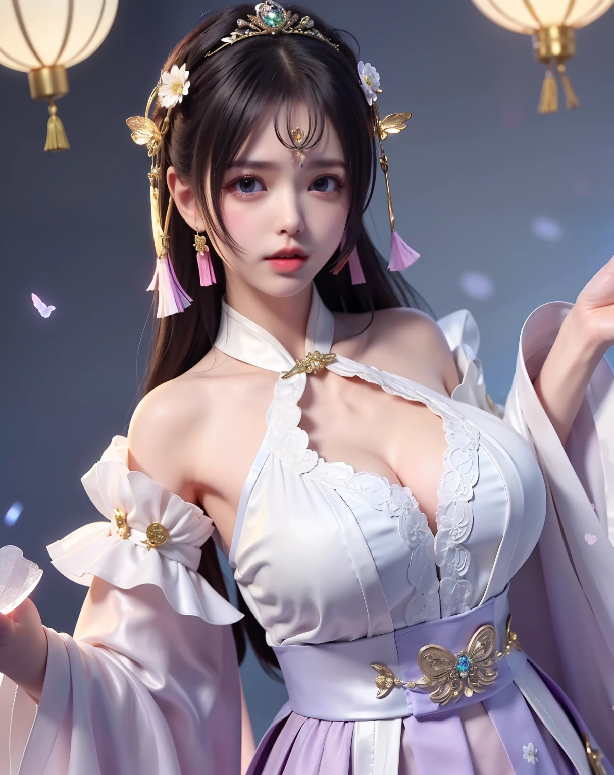 Wet-breasted Hanfu open V-chested clothes, All pictures, Wet body of thin silk fabric, Thin silk lace petticoat,princess 8 yeald old cute being  marturbate, (huge ，cleavage),petticoat, white pink, blue ，best qualtiy，tmasterpiece，ultra high resolution，（Realism：1.4），RAW photogr，（True skin texture：1.3），（filmgrain：1.3），（Selfie angle），1个Giant Breast Girl，Beautiful eye and face details，tmasterpiece，Best quality at best，exposing thighs，Bigchest and ，The chest is more exposed，short detailed hair，above looking down facing at camera,short dressPrincess Eyes,Super big eyes,Detailed face,shiny pupils, randome color, dress short, , thin silk fabric wet body, thin silk fabric lace petticoat,wedding short dress pink