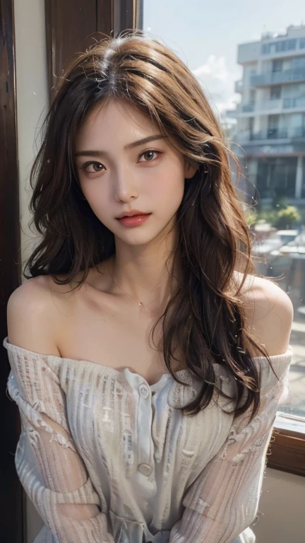 1girl, (looking at viewer:1.2), detail face, (a girl standing, rending on cgsociety, black shadows, streaming, new york backdrop), romanticism, atmospheric, (RAW photo, best quality), (realistic, photo-realistic:1.3), masterpiece, an extremely delicate and beautiful, extremely detailed, D cup,Cleavage,Translucent tube top1.5,Exquisite eye details,Charming smile 1.5
