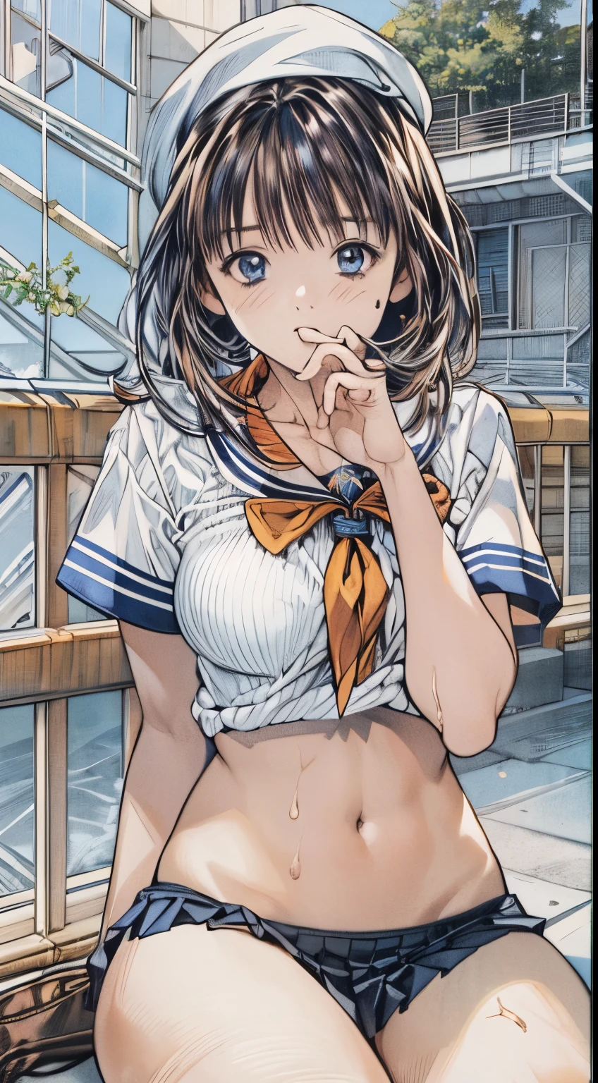 Shigure Kai 3 KanColle Blue Bikini Ribbon Straw Hat High Quality 8k Wet Transparent Shirt Big Nipples Big Bust Breast Milk Squirting Orgasm Ahegao Insanely Detailed Insanely Detailed Eyes Insanely Detailed Face、highly detailed body、Insanely fine skin