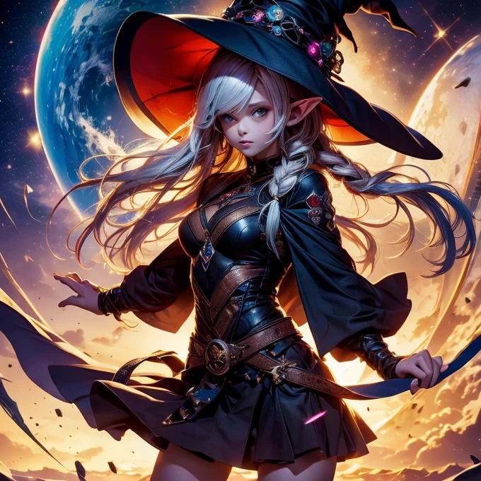 masterpiece, best quality, ultra-detailed, illustration, 1girl, solo, fantasy, flying, broom, night sky, outdoors, magic, spells, moon, stars, clouds, wind, hair, cape, hat, boots, broomstick, glowing, mysterious, enchanting, whimsical, playful, adventurous, freedom, wonder, imagination, determination, skill, speed, movement, energy, realism, naturalistic, figurative, representational, beauty, fantasy culture, mythology, fairy tales, folklore, legends, witches, wizards, magical creatures, fantasy worlds, composition, scale, foreground, middle ground, background, perspective, light, color, texture, detail, beauty, wonder. --auto --s2