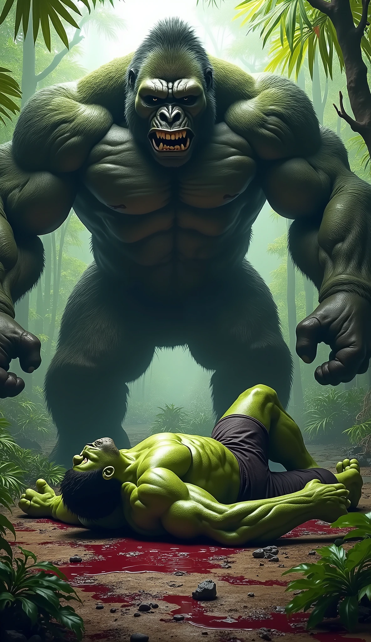 (big Bear _orc) close up of a cartoon monster with a hammer in his hand, grog strongjaw, dog - faced muscular goblin, bear in orc, an bear orc, bear _orc themed, menacing bear orc,bear ogre, an ork, orc merged with vines, drak fantasy goblin, bugbear, raging bugbear, the hobbit bear _orc concept, orc warrior, green bear orc female, Giant big breasted white hair, holding big huge pink_penetrating, balls, Cum, lying in bed,Big nipples
