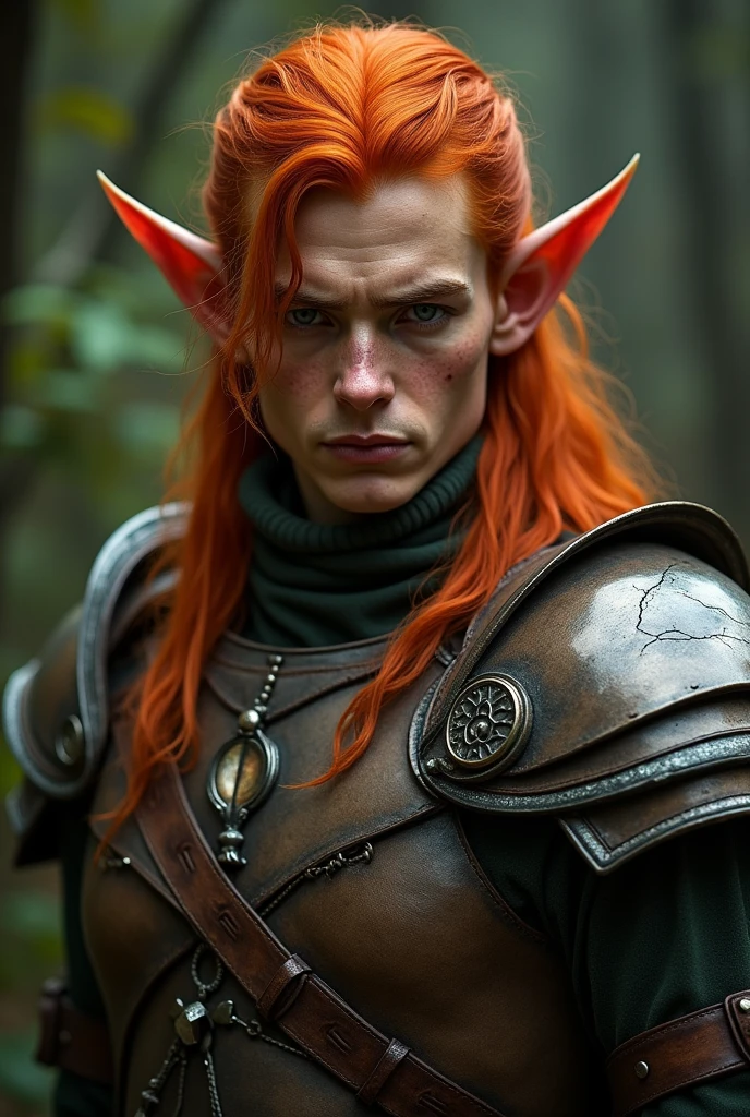((best resolution, high definition, Movie Photos, adventurer picture, professional portrait, RPG character posters, Such as Dungeon and Dragons heroes.)), There was a man with red hair and a green shirt., ภาพเหมือนของลูกครึ่งMale Elf, Portrait of a young half-elf wizard., Male Elf, เรนเจอร์Male Elf, half-elf man, Epic RPG visuals, Fantasy RPG, symmetrical images,, Portrait of dnd character, Full body image of DND character, Portrait of an elf