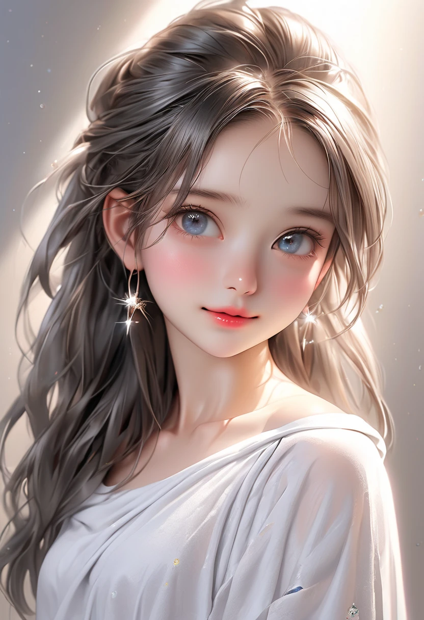 abstract background,(illustration:1),masterpiece,best quality,detailed face and eyes,1 girl,underwater hair physics,air bubbles,light coming through water,reflections,laying in water,split layers of water,school of fish,beauty,