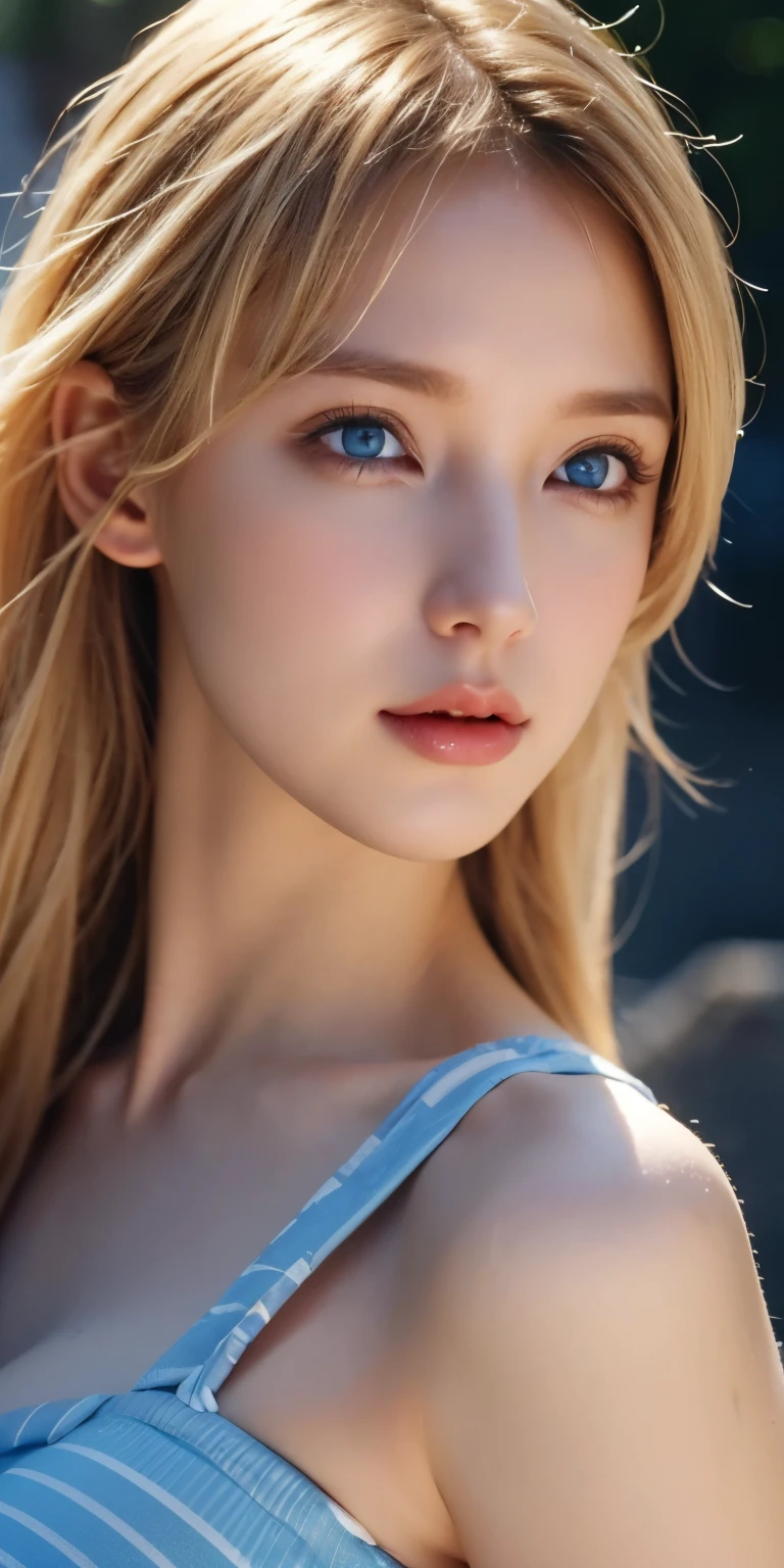  portrait, Practical,  blue eyes,  blonde hair ,  Big Breasts , 4K resolution,  High Quality CG, Beautiful CG, Soft light,