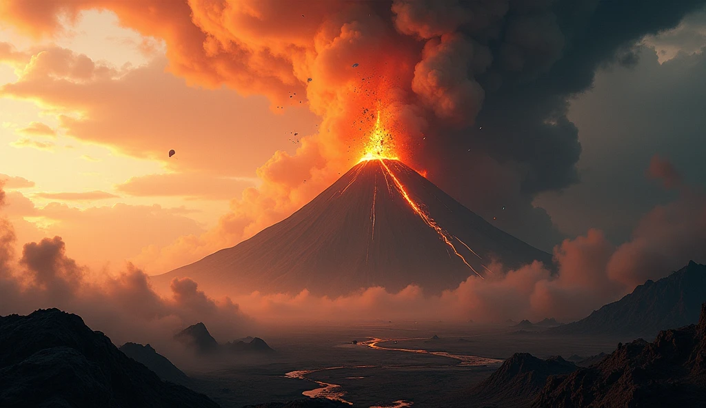 tmasterpiece，Best quality at best，high high quality，the Extremely Detailed CG Unity 8K Wallpapers，volcanoes，volcano landscape，spectacular，disaster，Brilliant