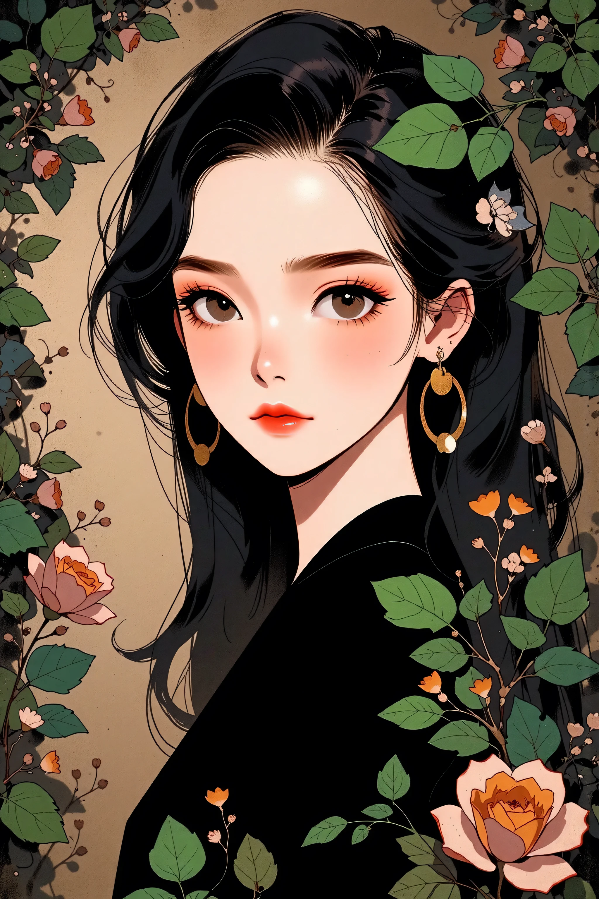 (style of Oskar Kokoschka:1.2),(abstract expressionism art:1.2),girl,plants,love,rose for eyes,bright color theme,colorful,visually stunning,beautiful,gorgeous,emotional,intricate,perferct shading