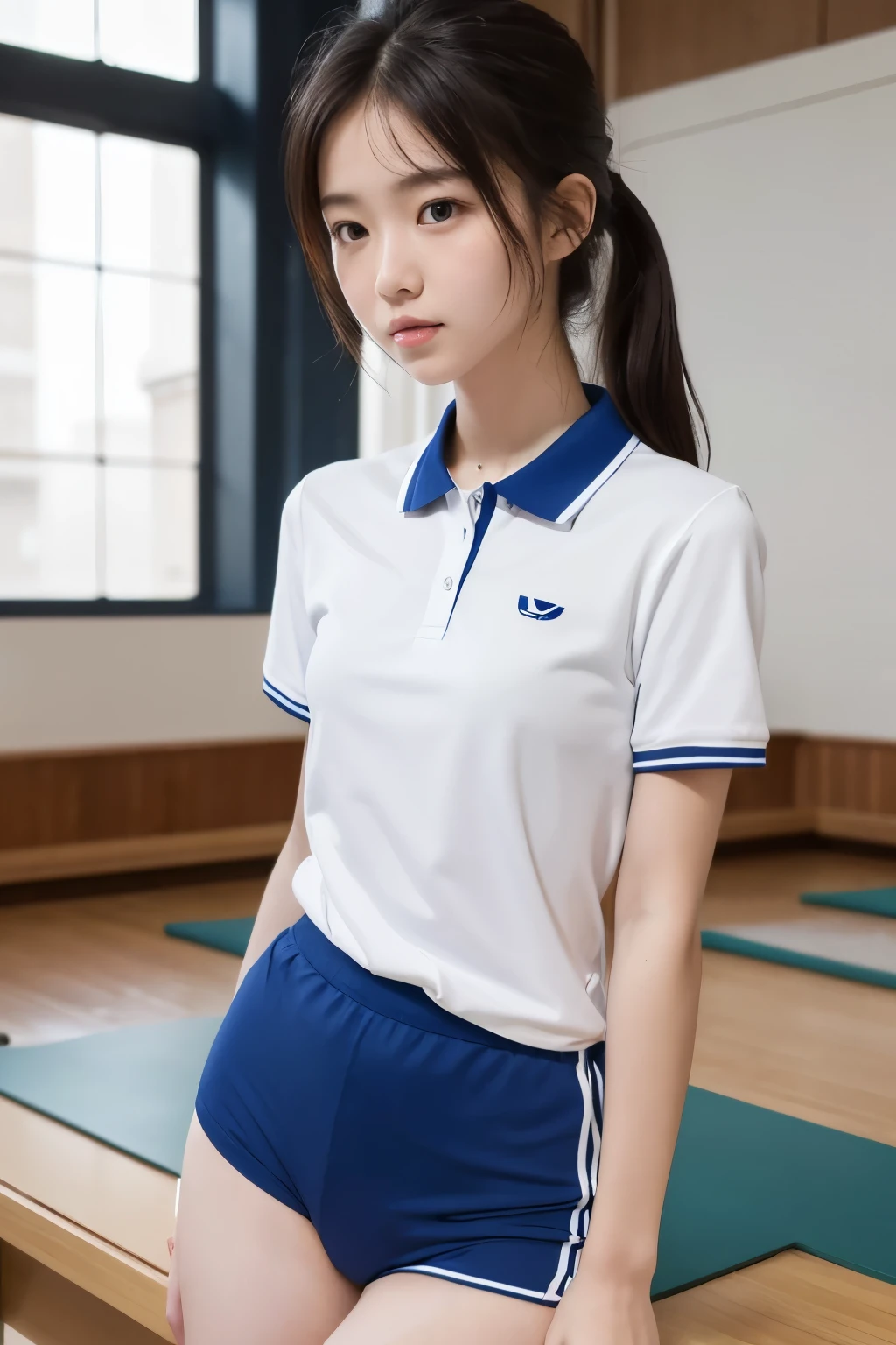 best quality, masterpiece, Ultra-high resolution, original photo, (lifelike:1.4), 1 girl, Detailed face, Cowboy shooting, exist (Blue collar white tight shirt, Tight high-cut blue sports shorts,White and transparent),exist学校厕所里，躺exist充满水的浴缸里，躺exist充满水的浴缸里，legs spread，legs spread，The turbulent posture，The turbulent posture，Large Breasts, protrude, protrude,protrude,Unbuttoned clothes,,All clothes are soaked through, All clothes are soaked through, Wet clothes cling to the body, Wet clothes cling to the body, (Yao Liu:1.2), Tie your hair into a bun，Tie your hair into a bun, Bokeh, beautiful lightexistg, model posexistg, Perfect body，Pretty face，Beautiful -yeld giPull up to show underwear，legs spread，There is a sticky liquid flowing down the inside of the leg，The front of my pants is soaked，Transparent underwear，The small seam below is recessed，Water leaks out from the cracks，Soaked underwear，Upper front of hip，Exposure