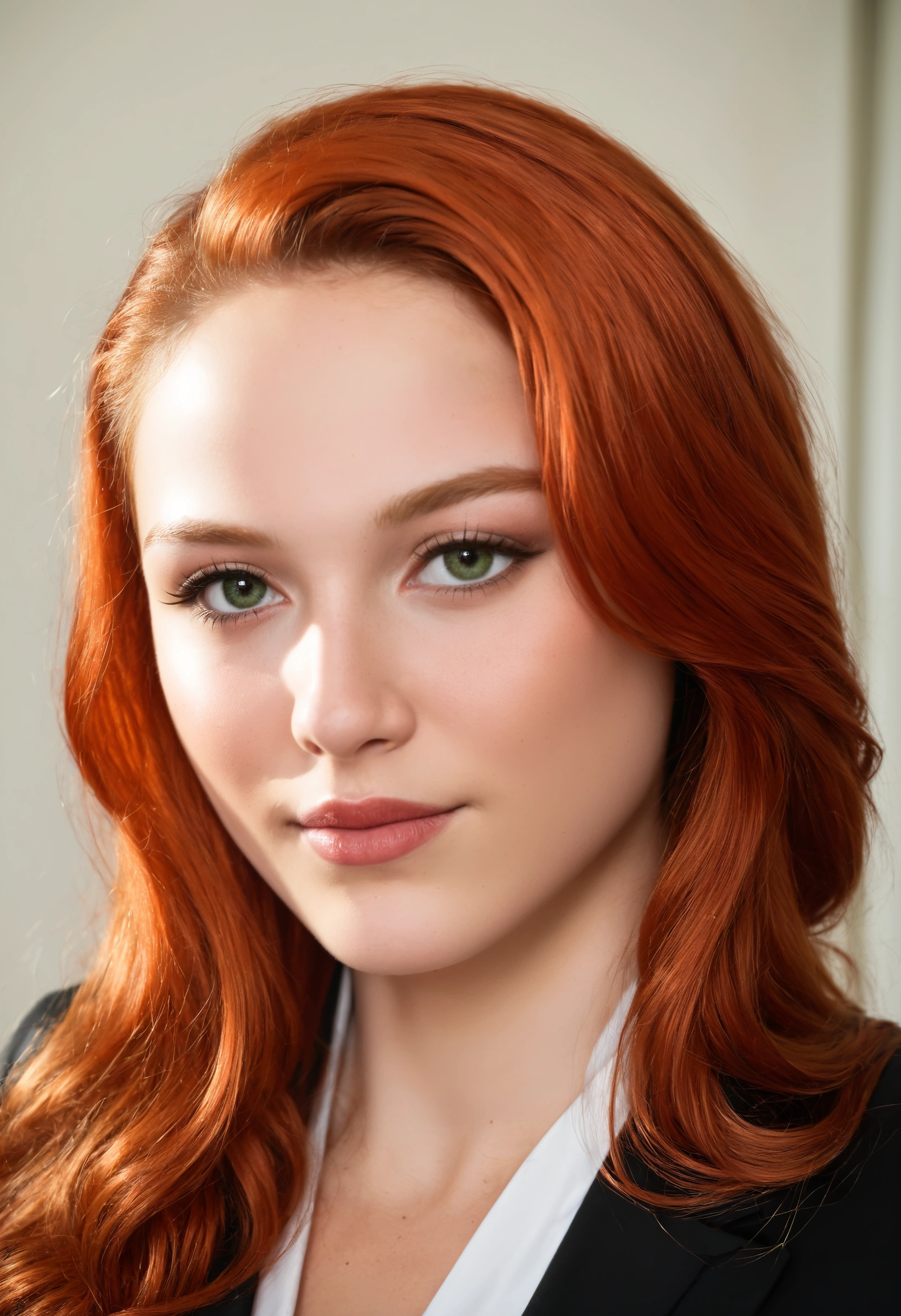 redhead Woman face close-up., sharp focus, high details, high quality