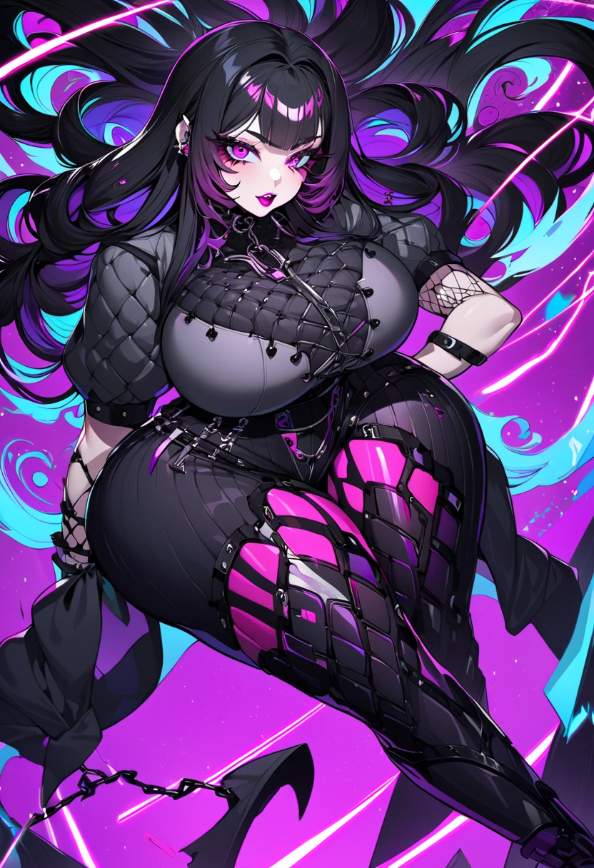  Original New Selfie of a beautiful anime girl with a gothic style GummyPunk , Ideal for an original new Vtuber avatar,  designed as much as for
2D with a unique style and a feminine outfit :  New redesign of the Vtuber avatar that embodies an impressive anime girl with long hair with a unique GummyPunk style,  combining gothic elements with vibrant , aesthetics inspired by candies . its length,  jet-black hair is styled in loose waves with neon flashes like for big buttocks ,  big breasts,  big legs of Mila , big ass,  busty , the debt, Slut with big ass  