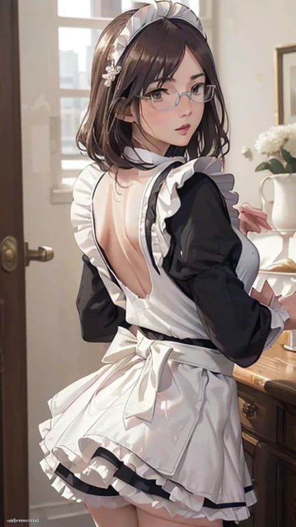(debris flies: 1.3), (maximum resolution: 1.2), (ultra high definition tv: 1.2), cinema light, 8K resolution, fine eyes and skin, detailed faceの特徴, , (focus clearly on the chest: 1.2), (the focus is on the face:1.2),perfect style, cute face, Accurate, anatomically correct, Highly detailed face and skin texture, fine eyes, double eyelid, thin eyebrows, glitter eyeliner: 1 natural cheek, shiny skin, Fair skin, Glossy skin: 1.2, (glossy lips: 1.4),、 (embarrassed look: 1.2),20 year old female, (detailed face:1.2), (highest quality:1.2), Retrospective shot of rear loam、angle from below, Low - Angle, from behind, cinematic lighting, perfect style, beautiful face, (skirt lift:1.4), loose and wrinkled white panties, stockings, blush、humiliation、impatience、glare、tears、embarrassing、surprised expression、expression of anger、 (Maid clothes:1.5),full of sweat、silver hair、green ash eye、Retrospective shot of rear loam、Low - Angleから、soaking wet、Overflowing sperm、Sperm in the ass、sperm on thigh、flowing sperm(attractive ass:1.2),、exposed panties、disheveled clothes、exposed chest、