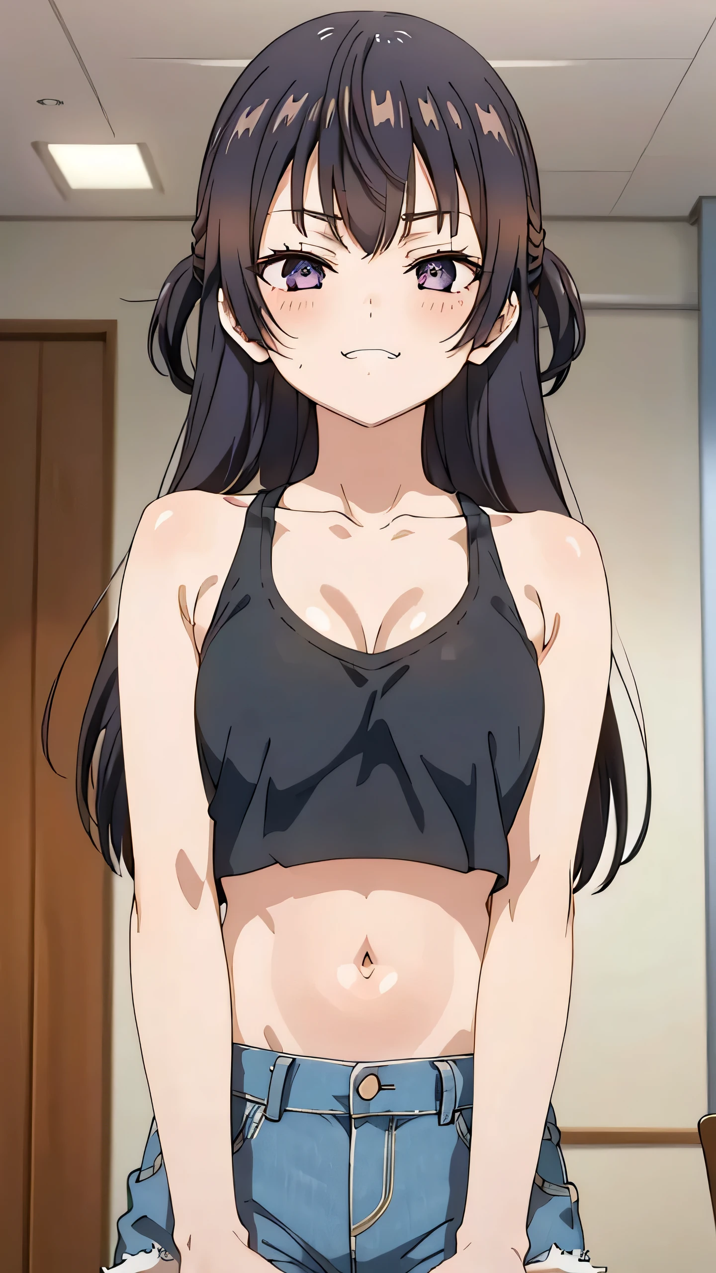 1girl,black hair,red eyes,medium breast,narrow waist, masterpiece, best quality, photorealistic, yujiasuit, yoga sports bra, yoga pants, 1girl, solo, , yoga ball, pants, looking at viewer, smile, green sports bra, simple background, , midriff, long hair, breasts, green pants, sportswear, tank top, upper body,