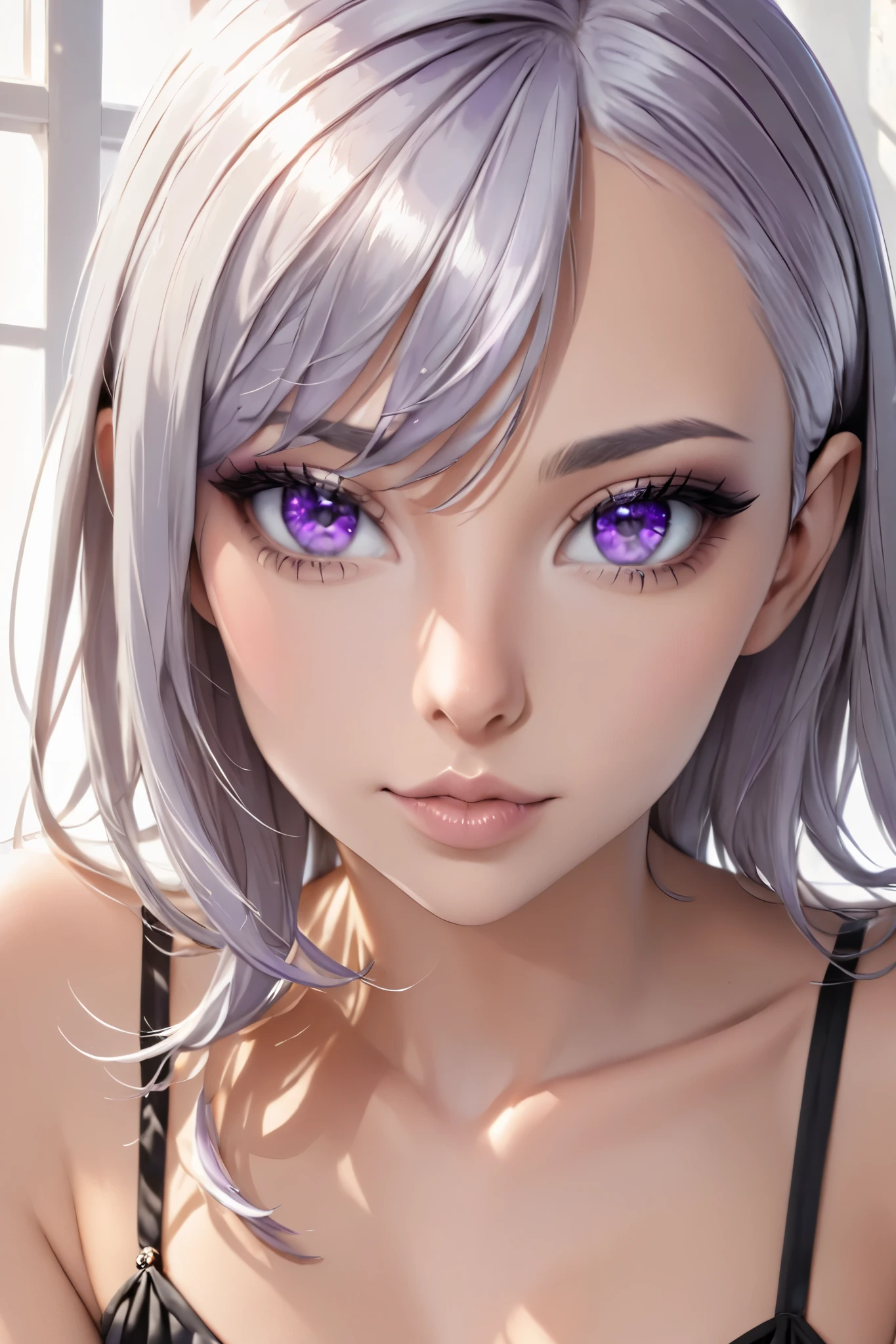 (thin), (sexy mouth), (gray hair), (purple eyes), (perfect nose),