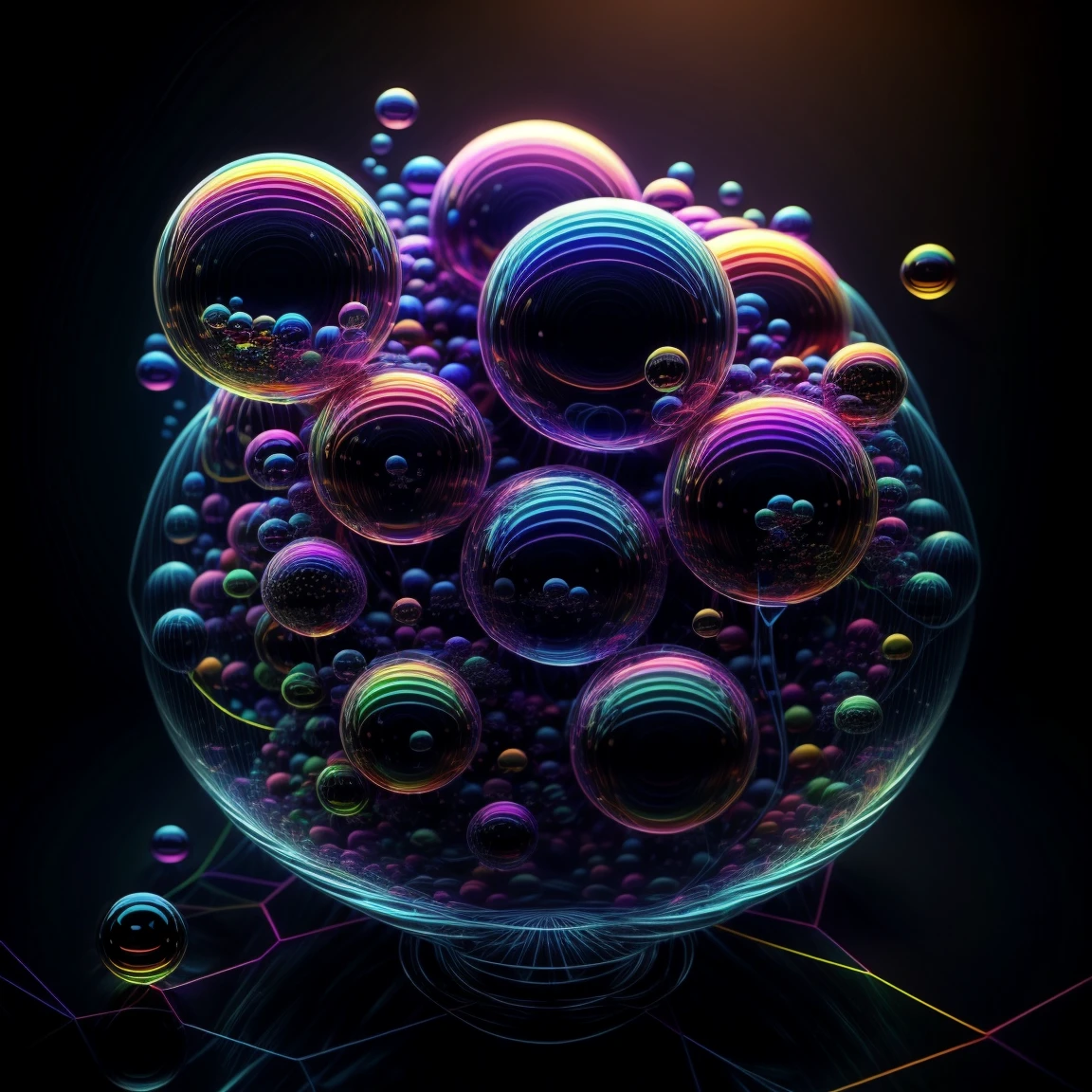 A close up of beautiful bubbles floating on top of each other, LSD, DMT imagery. octane render, psychedelic droplets of water, abstract liquid, and intricate rainbow art. octane render, black 3d fluid simulation,  ethereal bubbles, swirling liquids, and highly detailed, octane render, reflective rainbow bubbles, twisted colors inside of glass spheres, Psilocybin Dream inside an amazing image of light emerging from colors in a shimmering glass morphing out of colors, bright neon and fluorescent colors,very bright, vibrant colors, perfectly formed and symmetrical reflective bubbles and spheres, attention to detail with these beautiful bubbles and spheres, Extreme Hallucinations in a gorgeous piece of  psychedelic digital artwork, Stunning, pixel art, tripped out colors, 4d mandelbulb psychedelics, glass like psychedelic landscape, intricate rainbow environment, psychedelic underwater brightness and glow with neon colors, glowing colors twist inside of translucent glass spheres and bubbles with light and color reflecting off of both in bright fluorescent colors, psychedelic trip, fluorescent and neon aesthetic, psychedelic vibrant colors, bright psychedelic paint splattered backgrounds,swirling spirals and vortex, bright vibrant colors popping out from 3d glass spheres, Rotational Symmetry, Pixel Assets, Portrait photography, Surrealism, Photorealistic, Hyperdetailed, Glass Morphism, Digital Art, Sparkle, Optical Illusion, Glowing Light, Reflective Light, Overexposure, Backlighting, Depth Of Field, Spheres and bubbles show perfect Symmetry, UHD, High Details, High Quality, Super Detailed, Full Focus, Awe inspiring, Shockingly unique wallpaper art, Breathtaking, Indescribably Beautiful, Heaven sent images, Best Quality, Award Winning, MasterpieceA close up of beautiful bubbles floating on top of each other, LSD, DMT imagery. octane render, psychedelic droplets of water, abstract liquid, and intricate rainbow art. octane render, black 3d fluid simulation,  ethereal bubbl