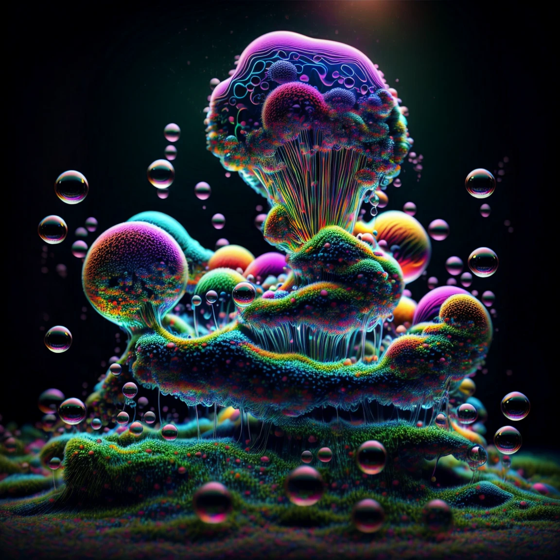 A close up of beautiful bubbles floating on top of each other, LSD, DMT imagery. octane render, psychedelic droplets of water, abstract liquid, and intricate rainbow art. octane render, black 3d fluid simulation,  ethereal bubbles, swirling liquids, and highly detailed, octane render, reflective rainbow bubbles, twisted colors inside of glass spheres, Psilocybin Dream inside an amazing image of light emerging from colors in a shimmering glass morphing out of colors, bright neon and fluorescent colors,very bright, vibrant colors, perfectly formed and symmetrical reflective bubbles and spheres, attention to detail with these beautiful bubbles and spheres, Extreme Hallucinations in a gorgeous piece of  psychedelic digital artwork, Stunning, pixel art, tripped out colors, 4d mandelbulb psychedelics, glass like psychedelic landscape, intricate rainbow environment, psychedelic underwater brightness and glow with neon colors, glowing colors twist inside of translucent glass spheres and bubbles with light and color reflecting off of both in bright fluorescent colors, psychedelic trip, fluorescent and neon aesthetic, psychedelic vibrant colors, bright psychedelic paint splattered backgrounds,swirling spirals and vortex, bright vibrant colors popping out from 3d glass spheres, Rotational Symmetry, Pixel Assets, Portrait photography, Surrealism, Photorealistic, Hyperdetailed, Glass Morphism, Digital Art, Sparkle, Optical Illusion, Glowing Light, Reflective Light, Overexposure, Backlighting, Depth Of Field, Spheres and bubbles show perfect Symmetry, UHD, High Details, High Quality, Super Detailed, Full Focus, Awe inspiring, Shockingly unique wallpaper art, Breathtaking, Indescribably Beautiful, Heaven sent images, Best Quality, Award Winning, MasterpieceA close up of beautiful bubbles floating on top of each other, LSD, DMT imagery. octane render, psychedelic droplets of water, abstract liquid, and intricate rainbow art. octane render, black 3d fluid simulation,  ethereal bubbl