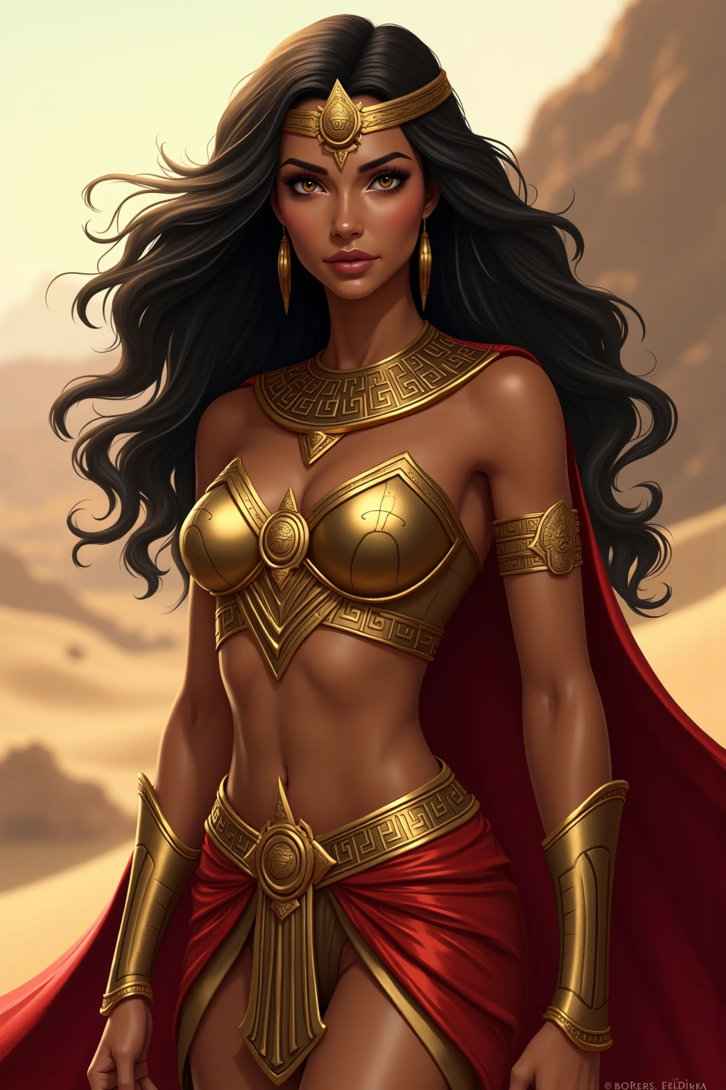 beautiful busty African woman Lionskin cloak