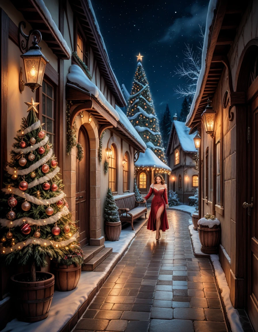  close-up of a porch with a Christmas tree and lights ,  ornate , with a porch,  well designed  ,  well - decorated , Beautifully lit,  softly filtered outdoor lighting ,  cozy atmosphere,  elegant!, highly decorated, with flickering lights at night ,  with lots of fine decorations  ,  elegant and ornate,  beautiful !!!, photo of a  beautiful   realistic image,  masterpiece ,  artwork ,  hyperrealistic, rendering ,  realistic physical rendering ,  photorealistic rendering ,  highly detailed ,  high-quality render ,  architectural rendering ,  very realistic 3D render ,  realistic image