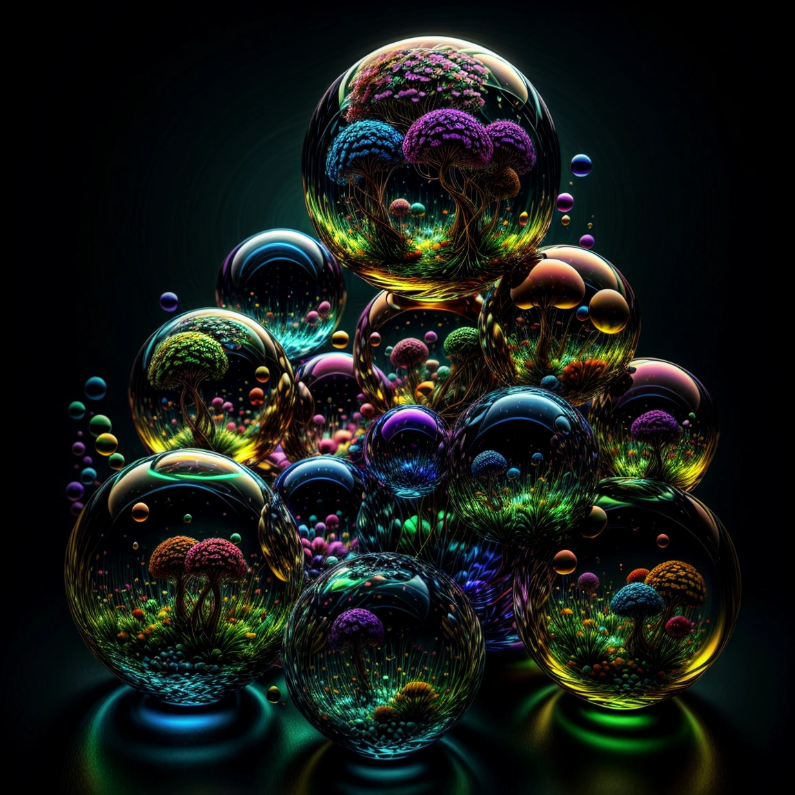 A close up of beautiful bubbles floating on top of each other, LSD, DMT imagery. octane render, psychedelic droplets of water, abstract liquid, and intricate rainbow art. octane render, black 3d fluid simulation,  ethereal bubbles, swirling liquids, and highly detailed, octane render, reflective rainbow bubbles, twisted colors inside of glass spheres, Psilocybin Dream inside an amazing image of light emerging from colors in a shimmering glass morphing out of colors, bright neon and fluorescent colors,very bright, vibrant colors, perfectly formed and symmetrical reflective bubbles and spheres, attention to detail with these beautiful bubbles and spheres, Extreme Hallucinations in a gorgeous piece of  psychedelic digital artwork, Stunning, pixel art, tripped out colors, 4d mandelbulb psychedelics, glass like psychedelic landscape, intricate rainbow environment, psychedelic underwater brightness and glow with neon colors, glowing colors twist inside of translucent glass spheres and bubbles with light and color reflecting off of both in bright fluorescent colors, psychedelic trip, fluorescent and neon aesthetic, psychedelic vibrant colors, bright psychedelic paint splattered backgrounds,swirling spirals and vortex, bright vibrant colors popping out from 3d glass spheres, Rotational Symmetry, Pixel Assets, Portrait photography, Surrealism, Photorealistic, Hyperdetailed, Glass Morphism, Digital Art, Sparkle, Optical Illusion, Glowing Light, Reflective Light, Overexposure, Backlighting, Depth Of Field, Spheres and bubbles show perfect Symmetry, UHD, High Details, High Quality, Super Detailed, Full Focus, Awe inspiring, Shockingly unique wallpaper art, Breathtaking, Indescribably Beautiful, Heaven sent images, Best Quality, Award Winning, MasterpieceA close up of beautiful bubbles floating on top of each other, LSD, DMT imagery. octane render, psychedelic droplets of water, abstract liquid, and intricate rainbow art. octane render, black 3d fluid simulation,  ethereal bubbl