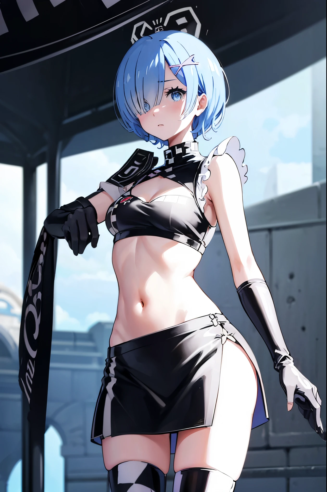 スポーツカー、ランダムなポーズ、 hair over one eye, blue hair, short hair,BREAK (sexy race-queen costume:1.3), (latex fabric:1.4), (sleeveless latex crop top with high neck:1.4), (close-fitting ultra low rise (tight skirt) cut in half vertically with extremely small fabric area:1.4), ((shallow, ultra low rise, pull down skirt):1.2), (bare (hip bone, lower abdomen, lower belly, lower buttocks, upper thigh):1.4), (fusion of overknee socks and boots with heels:1.3), (glove), (intercom:1.3),
BREAK (black and white (checkered pattern, checkered flag print) on costume:1.4),スポーツカーレース