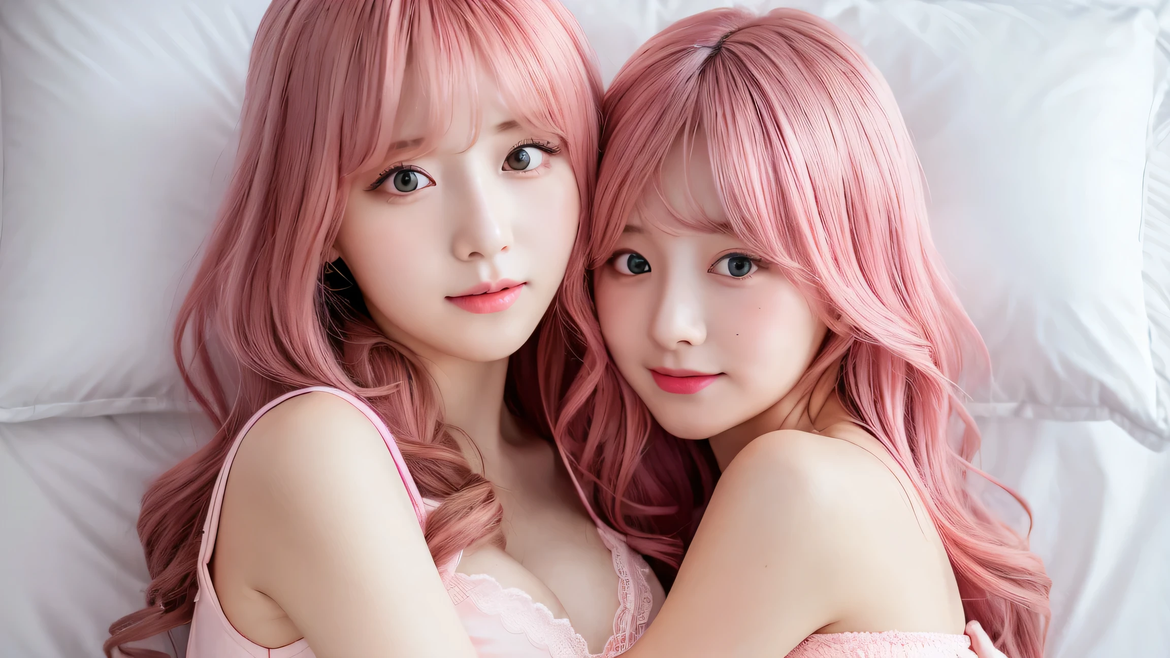 full body、62-year-old woman、Pink and red hair、Hair style: long twin tails、eyes drooping a little、Pink lipstick、Sticking out tongue、I'm having an orgasm、Height is 140cm、Bust J Cup、nipples are pink in color,、Completely naked、Lying on the bed、Leg spread、Sperm overflows from the genitals、There is a lot of sperm on the face、Seducing with a provocative look、Sticking out her tongue and licking his penis、