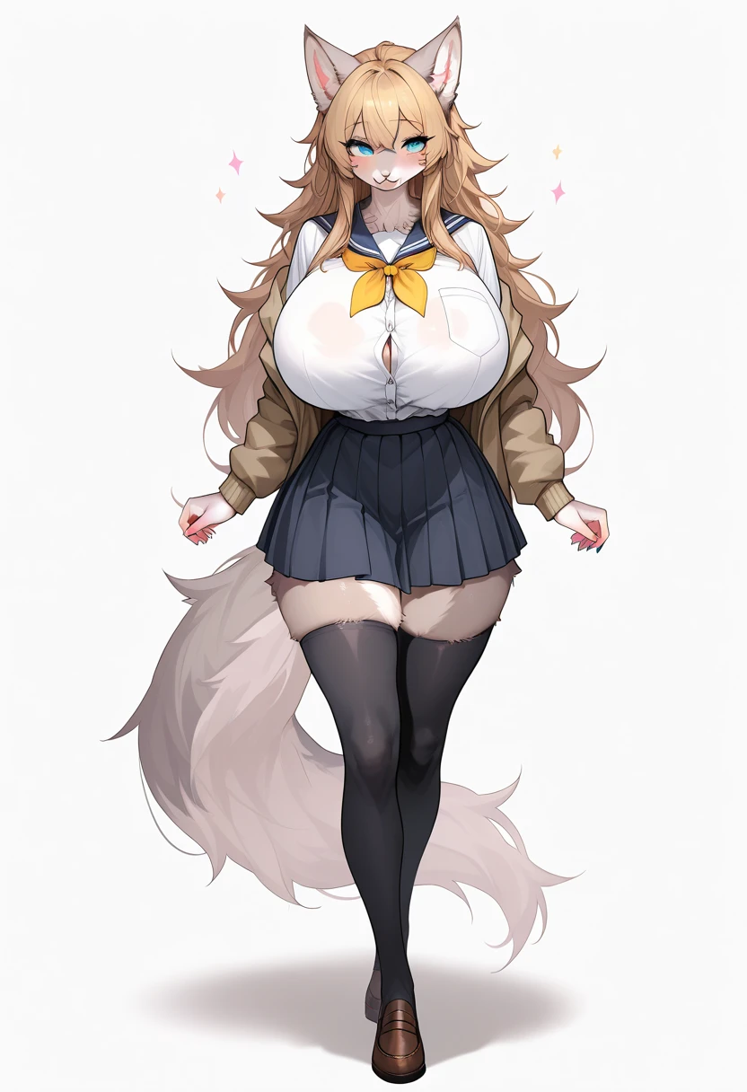 masterpiece, best quality, 1girl, forest, brown hair, long hair, fox ears, brown eyes, cute, blushing, (medieval villager clothes, medieval buttoned dress shirt, medieval frilled skirt, medieval stockings:1.4), (slim waist, curvy, gigantic breasts, bursting breasts, wide hips, huge thighs, bottomheavy:1.2)