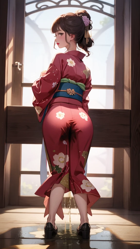 Yoshiwara, red-light district, courtesan, Tattoos, slender, 16 years old, ukiyoe painting, japanese painting, Watercolor painting, Vivid saturation, Omit the outline, Numerous tattoos, Full back tattoo, thigh tattoos, sad Facial expression, Unfortunate, Red Eyes, Lower your gaze, Plump cheeks, Innocent, girl, Japanese, Height 170 cm, Weight 25 kilograms, Fair skin.wooden building: Brothel buildings are constructed using wood、Incorporated traditional Japan architectural styles. The roof was generally covered with tiles, And they featured the traditional roof form of the Japan. Grand Entrance: The entrances to these buildings were elaborately decorated, Often decorated with luxurious decorations. Lanterns and banners、Used to draw attention to the facility. Lattice doors and shoji screens: Windows and doors were fitted with lattice doors and shoji screens, It becomes difficult to see inside from the outside. This design allows、Privacy and discretion ensured. interior design: The interior of the building was richly decorated. The private room of the guest was separated by a tatami floor and shoji screens., Characteristic Japanese-style interior. flower garden: Some brothels have、It included a small garden where clients and courtesans could enjoy peaceful moments together. Signs and curtains: Signs and curtains with brothel names and business information were hung outside the building. These are、Helped passers-by and customers identify the establishment. Note that the historical background and cultural practices surrounding brothels have evolved over time, The translations provided are based on the information provided.