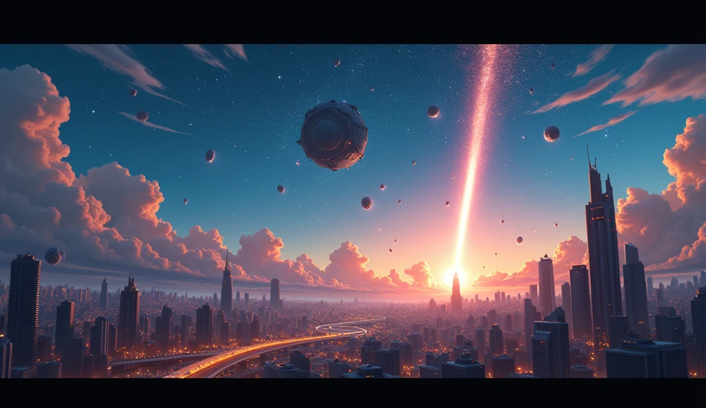 Fire meteor crashing into a city explosions --auto --s2