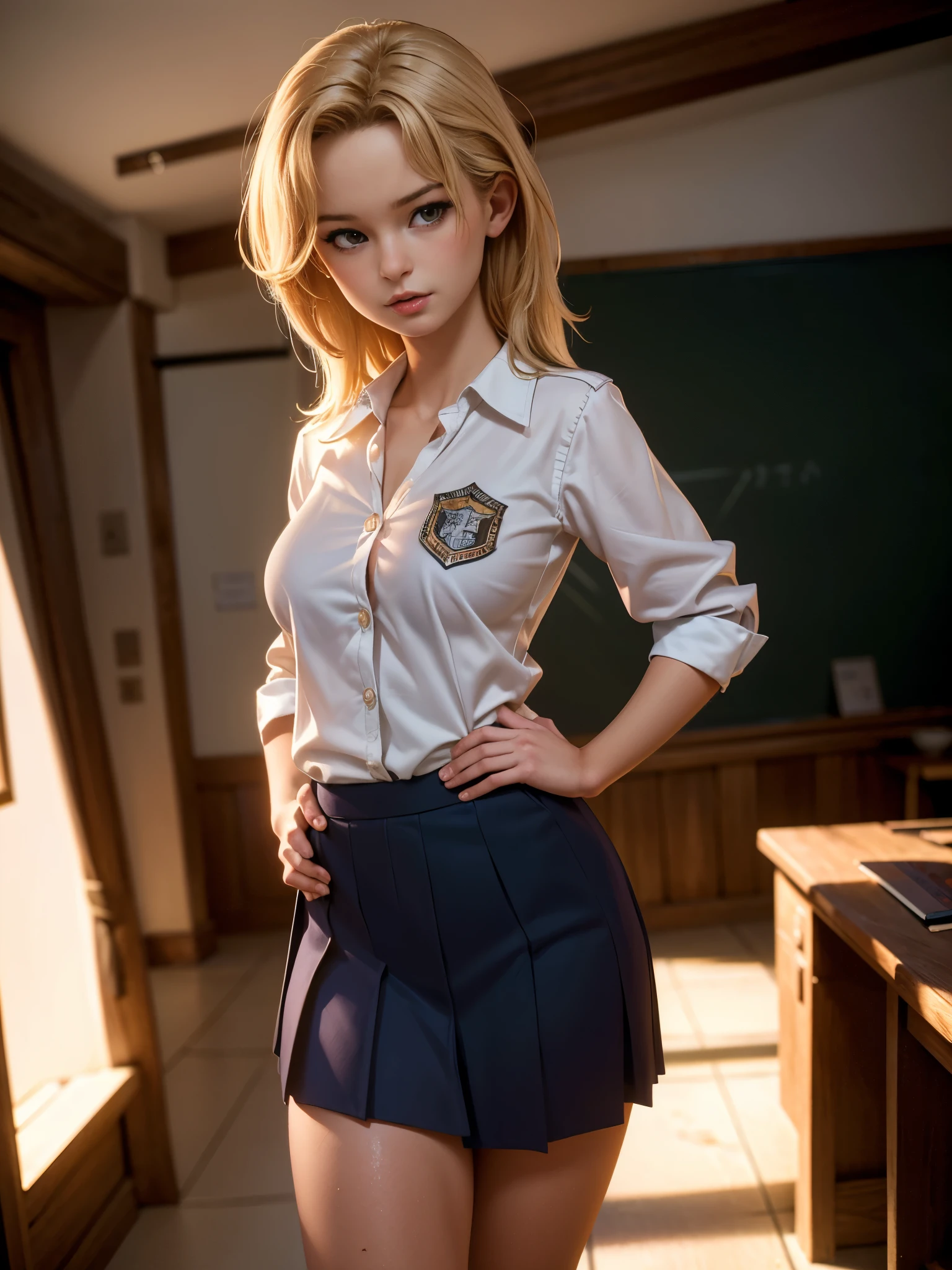(RAW photo:1.2), ((photorealistic:1.4),(masterpiece:1.3),(best quality:1.4),ultra high res,(detailed facial features),(detailed body features),HDR,8k resolution, 1 girl, blush, blonde hair, 8k, ultra high details, perfect nose, cinematic lighting, perfect body, police hat, police uniform, 1 man, fuck on table, pussy, penis, perfect , open mouth, big tit