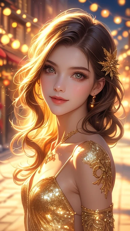 1girl,(bright red lips,blush,powder blusher:0.5),eyelash,black hair,(half updo:0.3),messy hair,make up,beautifully detailed big round dark brown eyes,double eyelid,supermodel,detailed skin,(smile,parted lips),looking at viewer,
huge breasts,off shoulder,(cowboy shot,),choker,
(((gold, silver, glimmer)), faerie),limited palette,contrast,phenomenal aesthetic,best quality,sumptuous artwork,
<lora:cumbersome-block:0.8:lbw=NOFACE>,
masterpiece,best quality,high quality,highres,natural light,ray tracing,volumetric light,realistic,photorealistic,ultra highres,vivid,<lora:add_detail:0.6>,<lora:epi_noiseoffset2:1>,