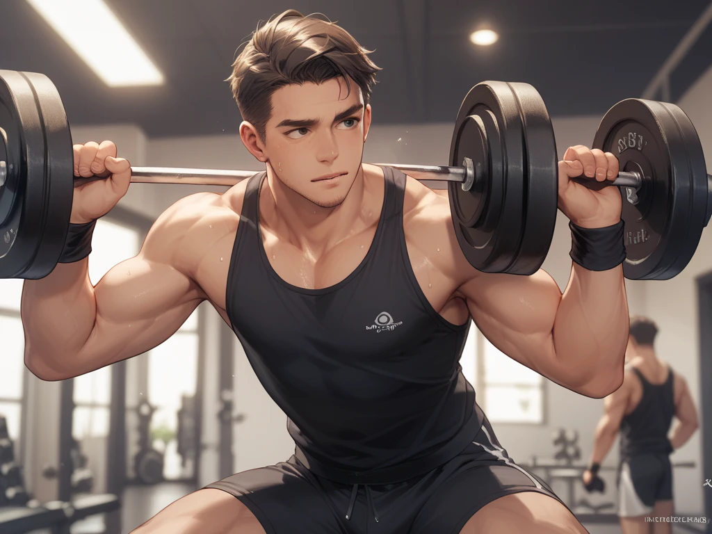 Handsome guy playing fitness. Take off your shirt.