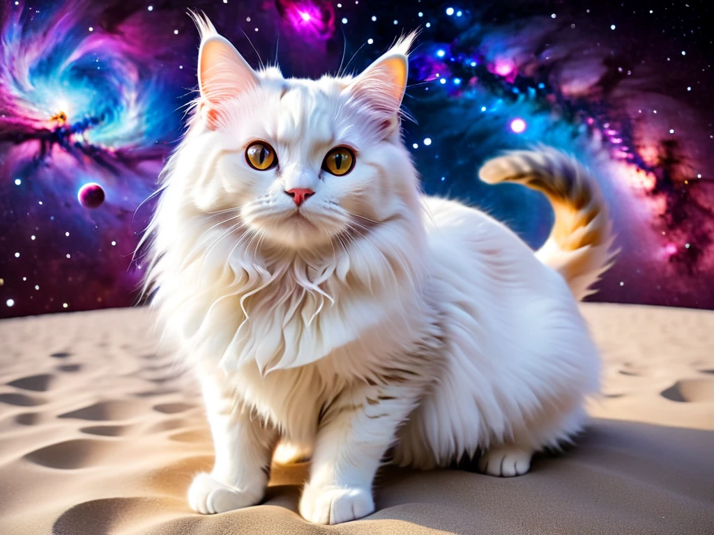 The most beautiful cat in the world ,  meanders around the galaxy