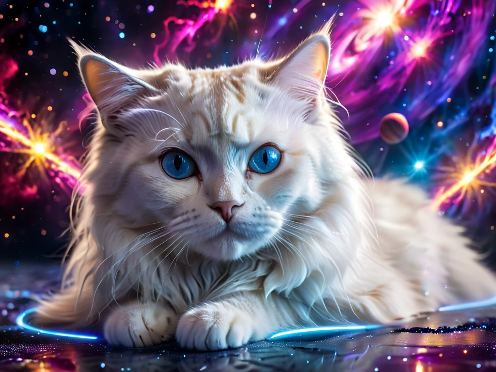 The most beautiful cat in the world ,  meanders around the galaxy