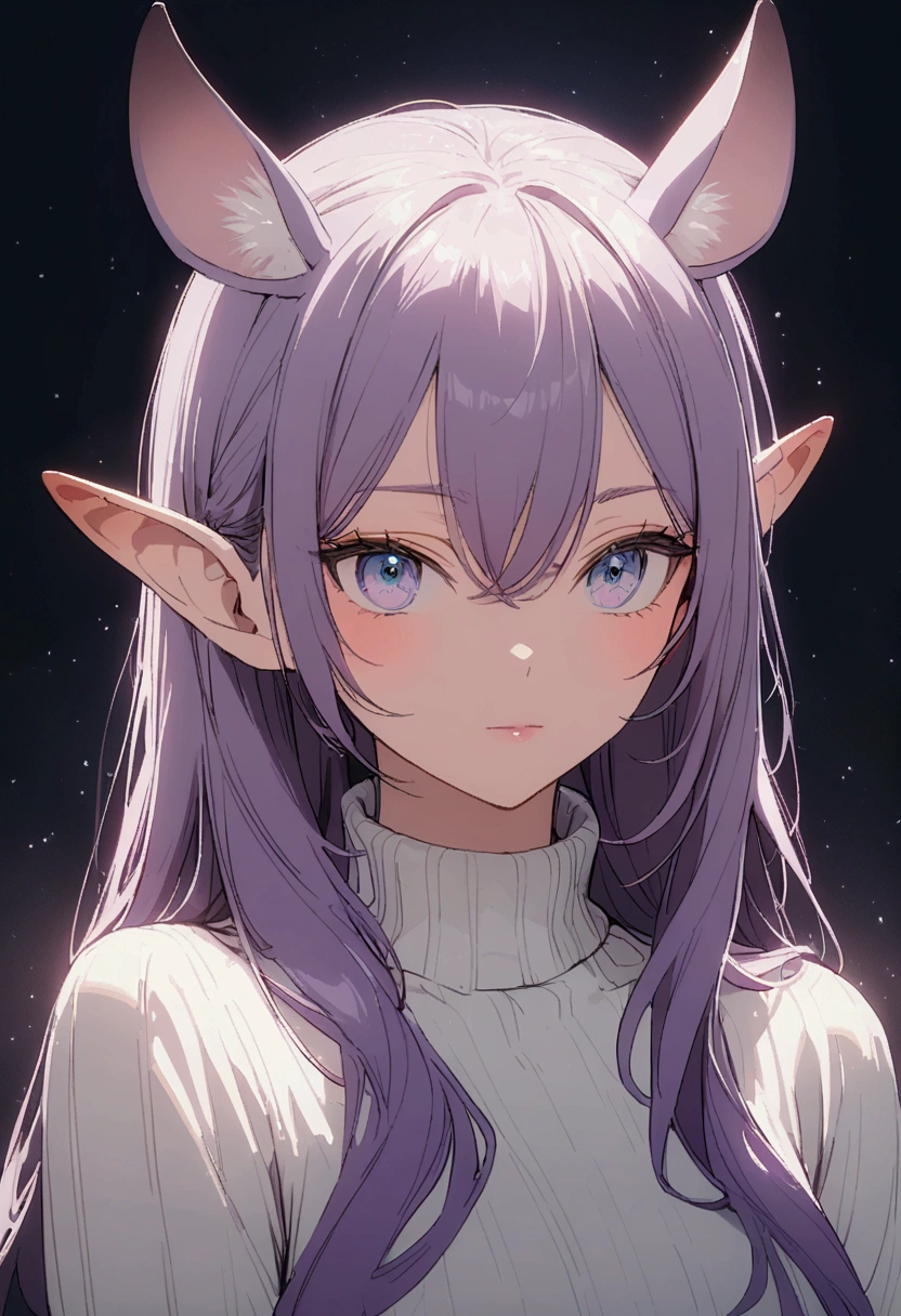 Alya in a long white sweater with kshachi ears 