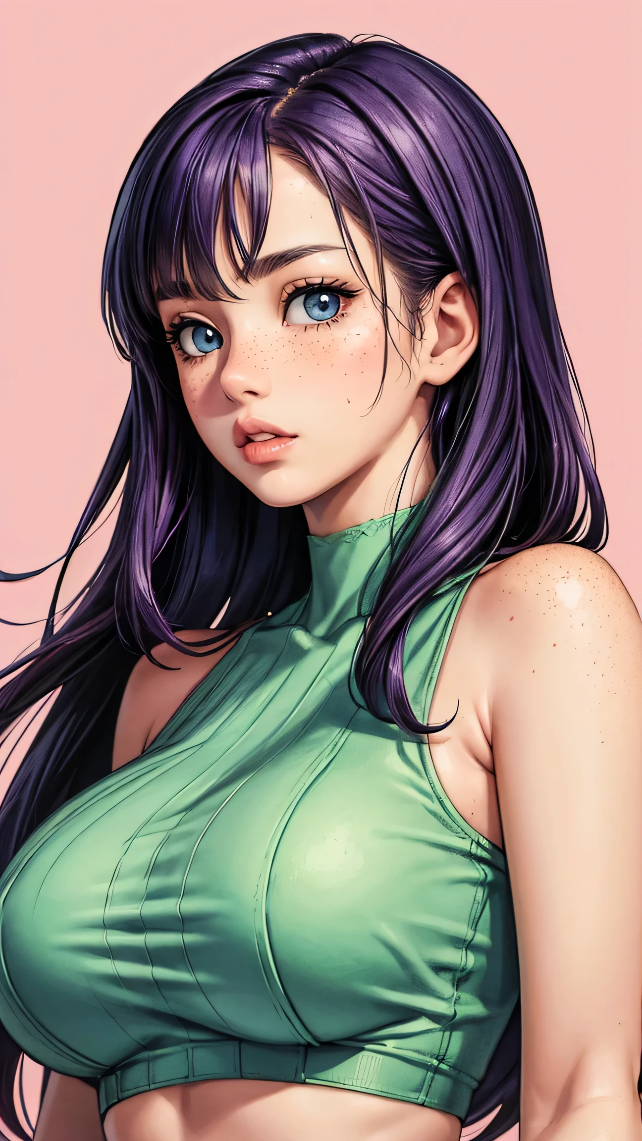 ((((Hyper realistic,high detailed quality)))),(((lynn minmay)))alone, whole body,earrings, eyelash, shackles,, (((lynn minmay))),(playa,(palm),crew,(green shirt), Floral,pink lips),Sexy and exciting smile,, (shiny skin:1.05),(blush:0.9),(dents in the skin:1.15),realist, ((Masterpiece, of the highest quality, high resolution,unstructured, (Perfect face:1.1), (sharp focus:1.1),, Trends with ArtStation, trend on CGsociety, Complex, high detail, sharp focus, dramatic)).