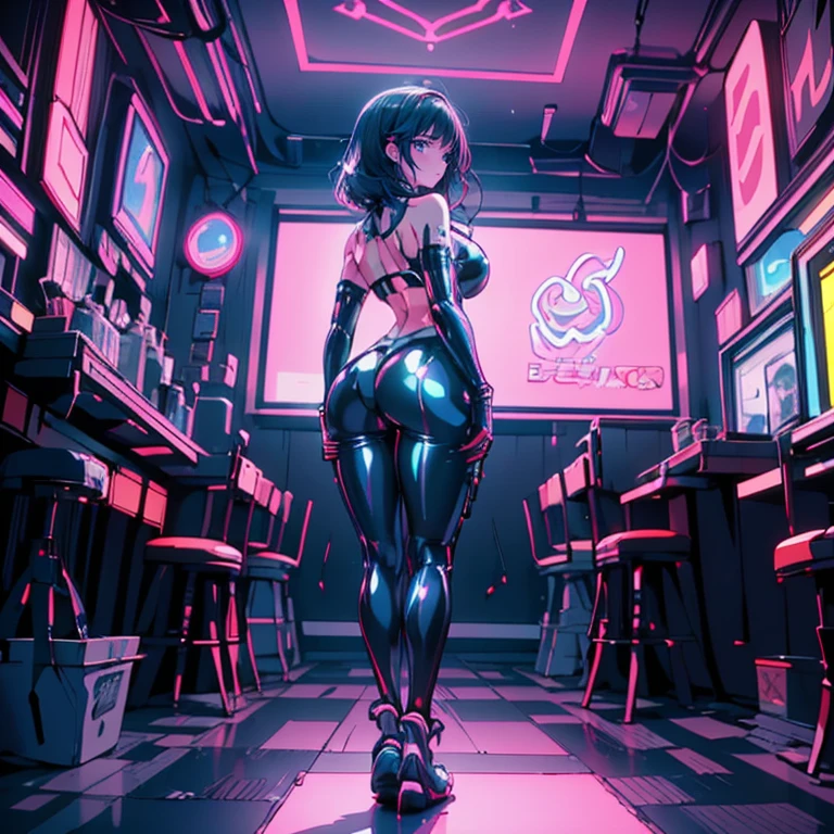 School swimsuit 3girls, cyber world, hologram, School swimsuit, cyber world, Hologram, SF, gleaming, glamourous,