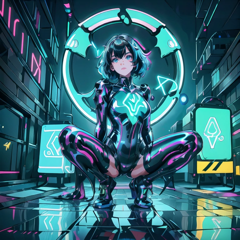 (nsfw5) (((1boy))), (((anime boy))), 20 years old, muscular body, black hair, latex suit, black latex, skintight no zipper neck entry latex suit, fullbody latex suit, shoulder plastic armour, ((wearing virtual reality headset1.5)), visible eyes, ((thick cables plugged on headset)), cat ears, cyborg, latex, cyberpunk, cyberpunk hospital, (thick cables plugged on crotch1.5), red lightning, mind reprogramming, ((corruption bodysuit)), blank stare, crotch bulge, restrained, (heads-up display), wearing black lipstick, (((cables plugged into cat ears3))), (((transformation into robot3))), (((assembly line arms5))), charging port on anus, (((charging cable plugged on anus3))), (battery percent level), charging station, robotic spine, cables plugged into spine, aquamarine suit lightning, open ring gag in mouth, (((super thick cable plugged on gag5))), progress bar on virtual reality headset