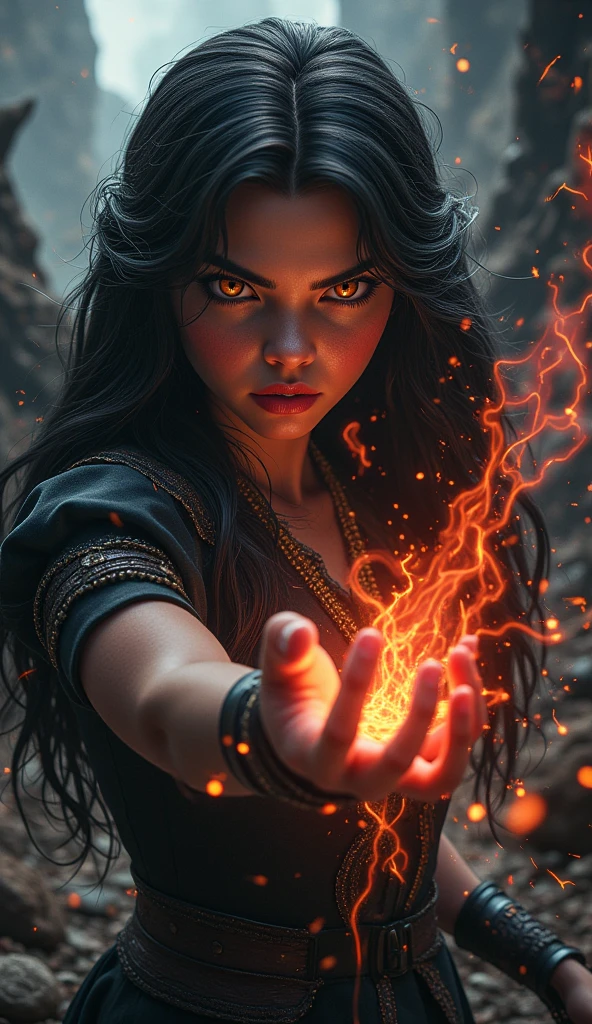 a woman with flowing sheer silk clothes, yelling as she summons a dragon ball, blasted moonscape, highly detailed, 8k, photorealistic, cinematic lighting, dramatic, powerful, energetic, athletic, young female, detailed face and eyes, flowing hair, dramatic pose, powerful energy, dragon ball, blasted moonscape, dramatic sky, glowing energy, cinematic, epic, stunning, masterpiece