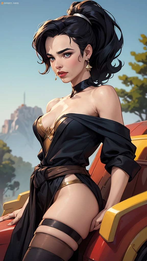 Cartoon style digital illustration style GTA digital style, estilo atompunk design de personagens altamente detalhado, arte digital detalhada coragem, Forest fan art, Design de personagens de retrato, beautiful digital illustration, retrato de alta qualidade, Arte em quadrinhos, mulher jovem cabelo com transas lindas . Queen Anna of ArendelleBeautiful lined eyes Medium large bust and wonderful sexy clothes. image expression of sexual desire from waist to head illustration Queen Anne of Arendelle atompunk style Fallout 4 style pose playboy magazine with beautiful breasts without clothes wonderful breasts