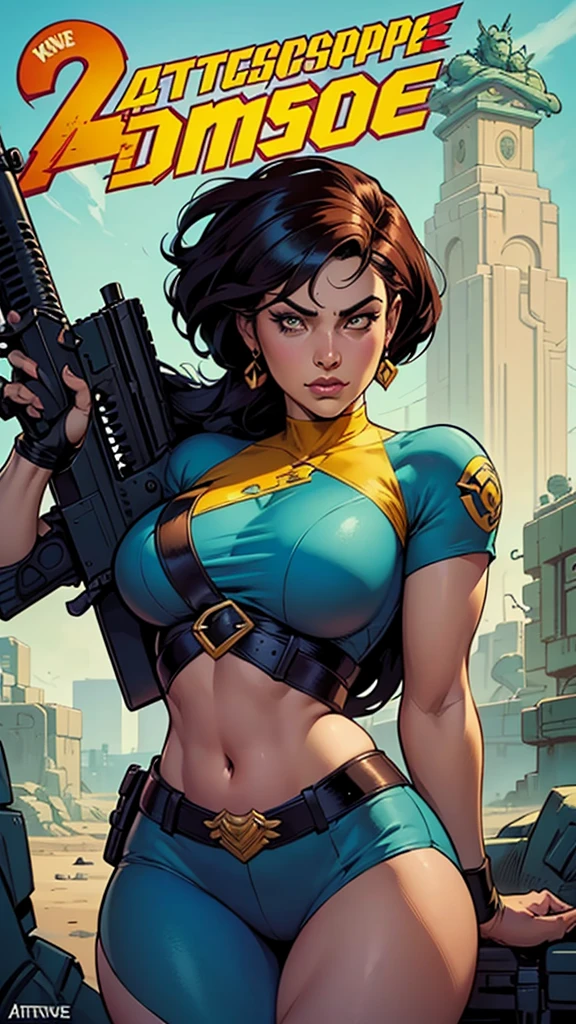 a close up of a cartoon of a woman with a gun, artegerm comic, zenoscope, Chris Moore. artegerm, by Eddie Mendoza, beautiful comic art, not artegerm style, ivan talavera and artegerm style, Artegerm and Warren Louw, artegerm e lois van baarle