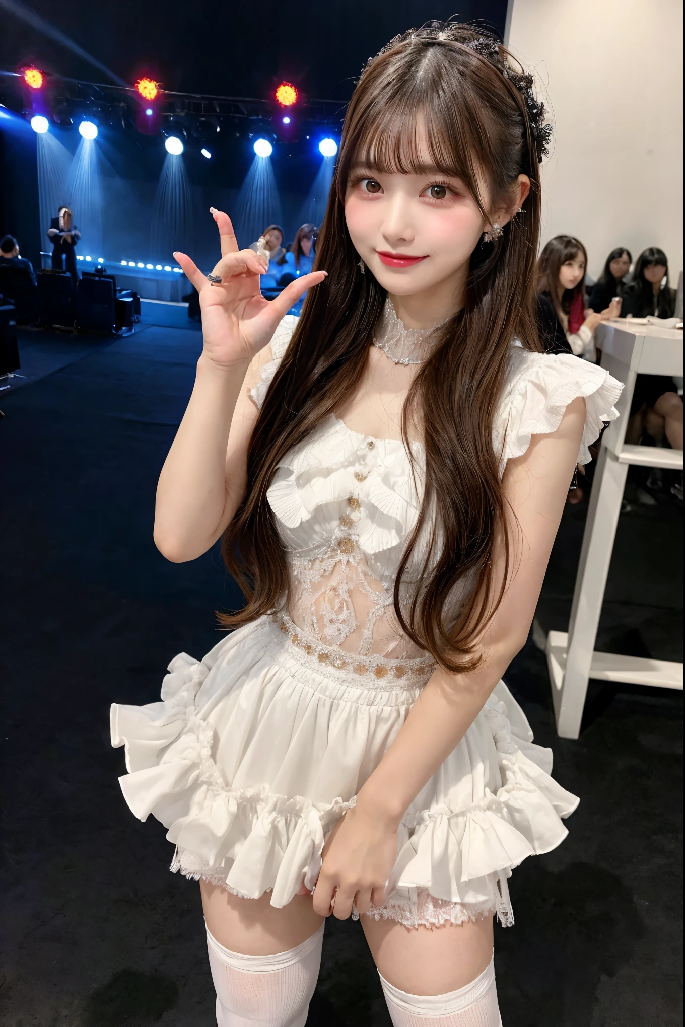 Gravure idol pose　Hotel　high resolution　Not too small bust　Skirts should be shortened　Beautiful legs　Beautiful Hair　Height: 158cm