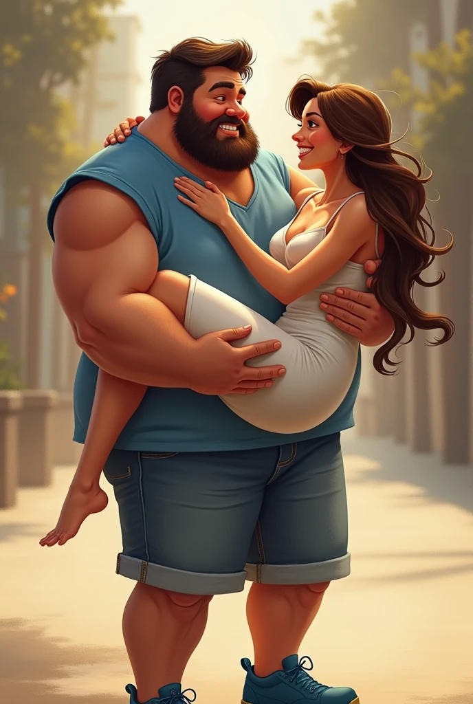 8k full body of ice cream man, 1girl, 1man, athletic man, (standing:1.2) tan skin, (tan skin:1.5), [tan:man:10,20], (large pectorials:1.2), (short hair:1.4), center, masculine male face, ice cream man stands in Front of the woman, ((park background details)), womans face near man’s crotch, blonde female, skirt,corset, (twin Tail hair:1.6), (large breasts:1.3), (squats:1.1) woman squats seductive, squats in front of ice cream man, watches man, ((back view)), beautiful woman background, ice Cream truck, ice cream man wears shirt, highly detailed, people watching the couple in the background, majestic, digital art, art by artgerm and ruan jia and greg rutkowski, (masterpiece, sidelighting, finely detailed beautiful eyes: 1.2)