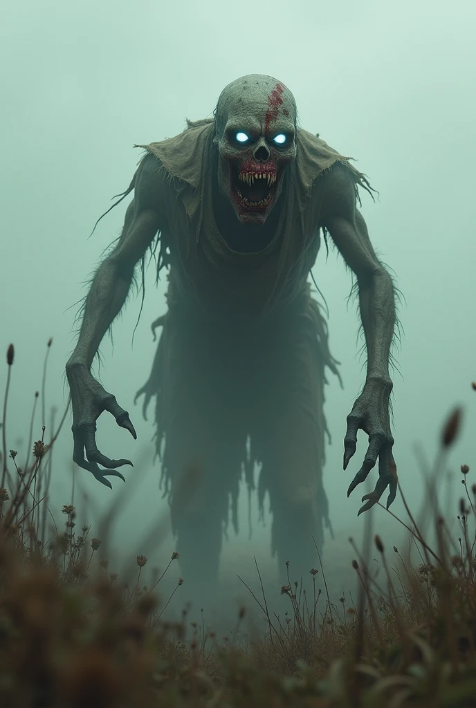 creepy creature down the bridge, old photography, realistic