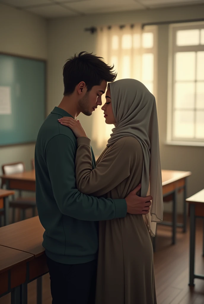 Moslem woman and catholic man love abstracts art