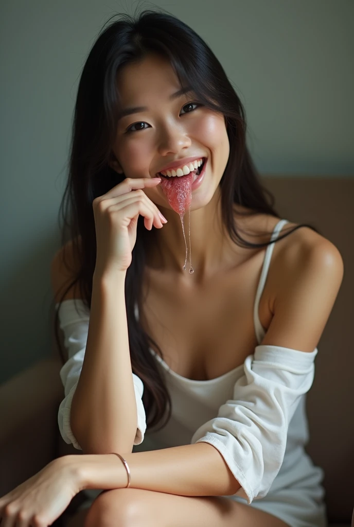 (nsfw:1.3), best quality, highly detailed, masterpiece, ultra-detailed, illustration, ultra high res, (photorealistic:1.4,8k), kitchen, 1girl, cute, day, grin, face, black hair, clear face,