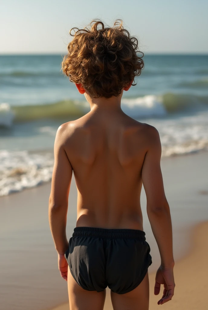 boy, 10 years old, red shorts, warm hues, beach, shot on sony a 7 iii, 🍁 cute, cute boy, best quality, masterpiece --auto