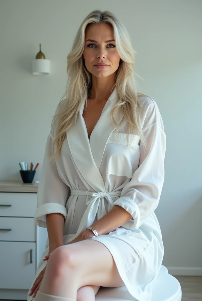 (blonde:1.1 woman:1.1 25 years old:1.1) , (beautiful,attractive,gorgeous) woman 

pajamas:1.1, 

(full body shot,full-length portrait,standing,posing:1.1,impressive)

modern living room, 

(detailed,precise:1.1,sharp focus) image with (best quality,4k,8k,highres,masterpiece:1.2) and (ultra-detailed:1.0) details,

(realistic,photorealistic,photo-realistic:1.37) rendering.

(vivid colors,rich color palette:1.1),

fine textures and delicate fabric folds.

The subject is a (blonde:1.1 woman:1.1) of (25 years old:1.1) with a captivating and (beautiful:1.1,attractive:1.1,gorgeous:1.1) appearance. She is dressed in comfortable (pajamas:1.1) that showcase her sense of style. The woman is standing confidently in a (modern living room:1.1) and looking directly at the camera. The image is a (full body shot:1.1) that captures her from head to toe, emphasizing her elegance and grace. 

The scene is carefully (detailed:1.1,precise:1.1) and perfectly lit, with a (sharp focus:1.1) that highlights every aspect of the woman's beauty. The image quality is of the (best quality,4k,8k,highres,masterpiece:1.2), ensuring every detail is (ultra-detailed:1.0) and lifelike. The rendering is (realistic,photorealistic,photo-realistic:1.37), making it almost indistinguishable from a photograph. 

The colors in the image are (vivid:1.1) and the (rich color palette:1.1) adds depth and vibrancy to the scene. The textures of the woman's clothing and the folds of the fabric are (fine:1.1) and meticulously rendered, adding a sense of realism to the image.

Overall, the prompt aims to generate a photo-realistic image of a beautiful 25-year-old blonde woman wearing pajamas and standing in a modern living room. The image should be of the highest quality, with ultra-detailed details and realistic rendering. The colors should be vivid with a rich color palette, and the textures and fabric folds should be finely depicted.