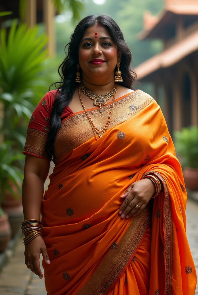 Fat Bengali aunty wear saree Without blouse penty