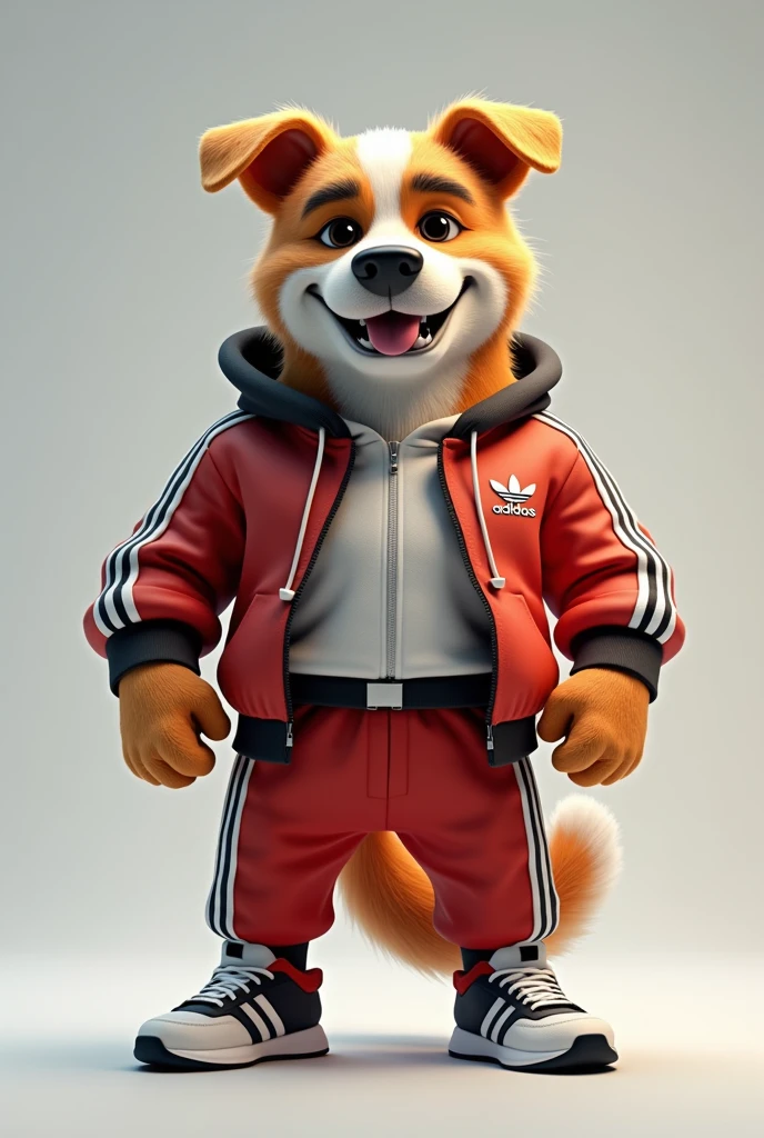 dad male corgi with small human blue eyes slighly chubby, dark blue track suit , no pants white briefs ,white ankle socks , no shirt , highly detailed lineart 4k, best quality, masterpiece, vivid colors, physically-based rendering, white hands five finger, grin 
