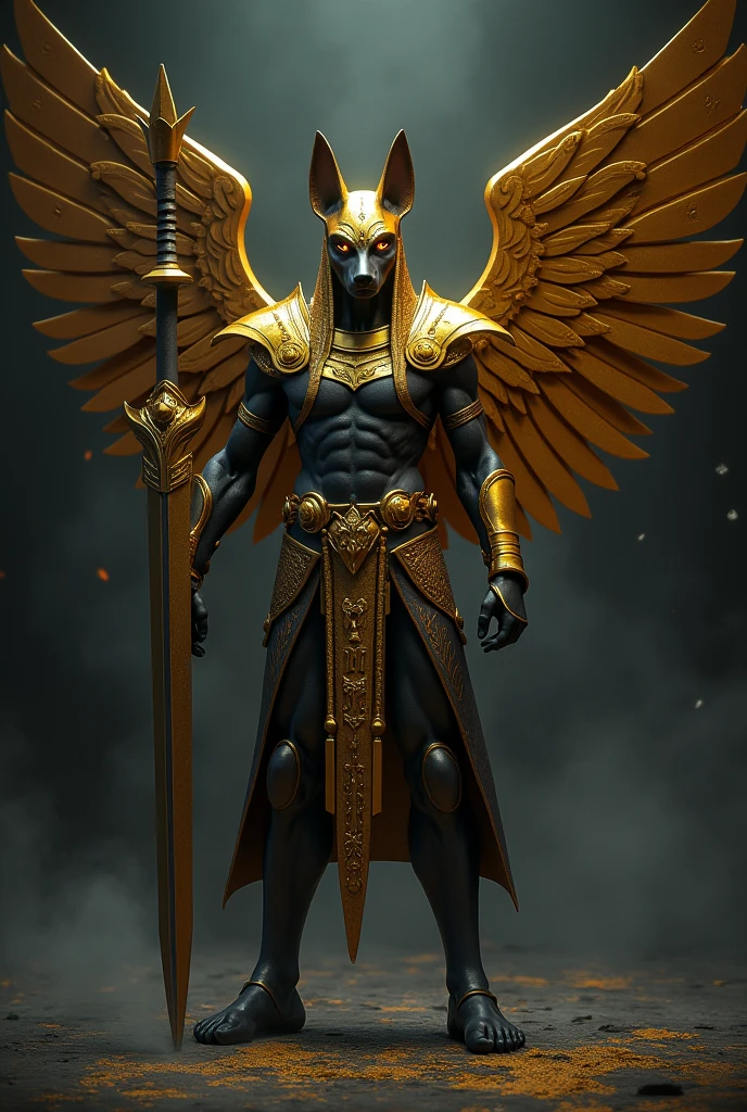 (high quality), photorealistic, (oil painting)
jewelry, (solo),
(dynamic pose), towards right, ((hell gate)), fire, hell landscape, (the underworld), (dark landscape),
anubis, egyptian jackal headed god, anthro, muscular, (holding golden scales), dynamic pose, cinematic, dramatic camera angle, golden armor:0.25, black & gold cape, (good anatomy), (good proportions), award winning, masterpiece, centered, 